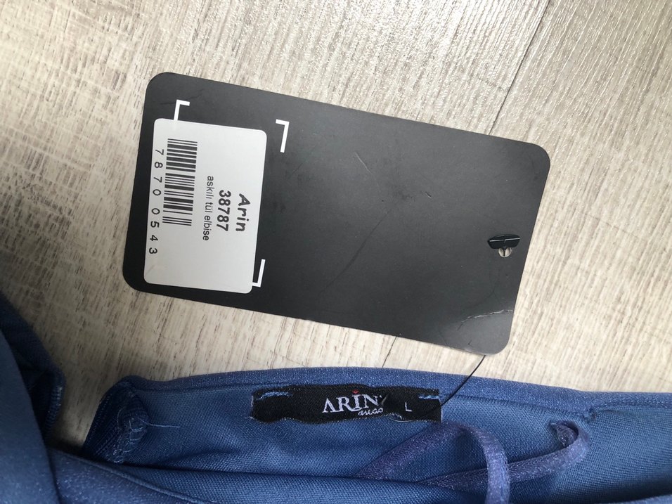 Lacivert Uzun Drapeli Straplez Abiye Elbise - Görsel 4