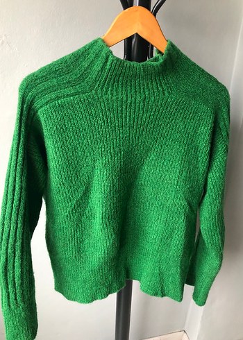 Yeşil Kadın Yün Boğazlı Kazak - Görsel 4