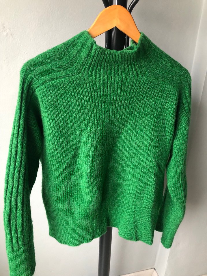 Yeşil Kadın Yün Boğazlı Kazak - Görsel 4