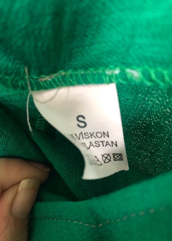 Yeşil Keten V Yaka uzun Elbise - Görsel 4