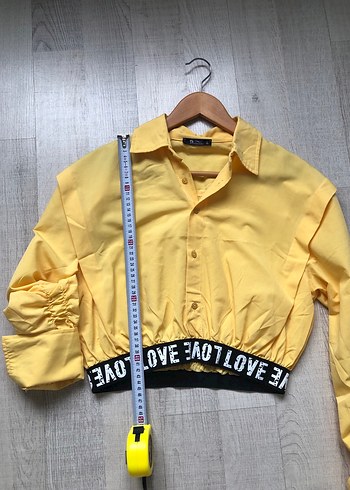 Sarı Mini Gömlek Siyah Yazılı Lastik - Görsel 5