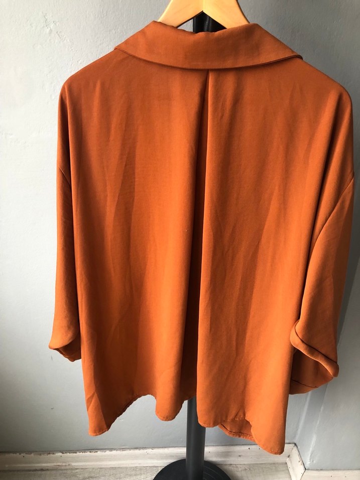 QUZU Düğmeli, Salaş Kesim, Uzun Kollu Kadın Gömlek - Görsel 4