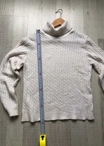 Beyaz Örgü Boğazlı Kadın Kazak - Görsel 5