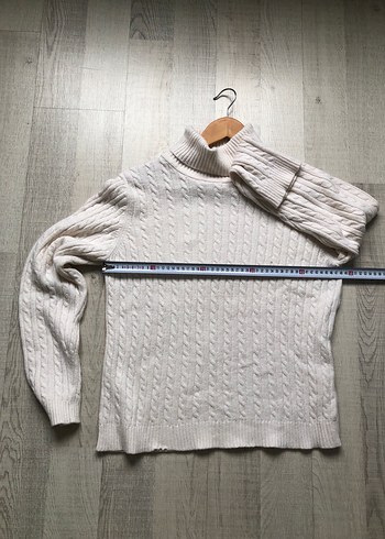 Beyaz Örgü Boğazlı Kadın Kazak - Görsel 6