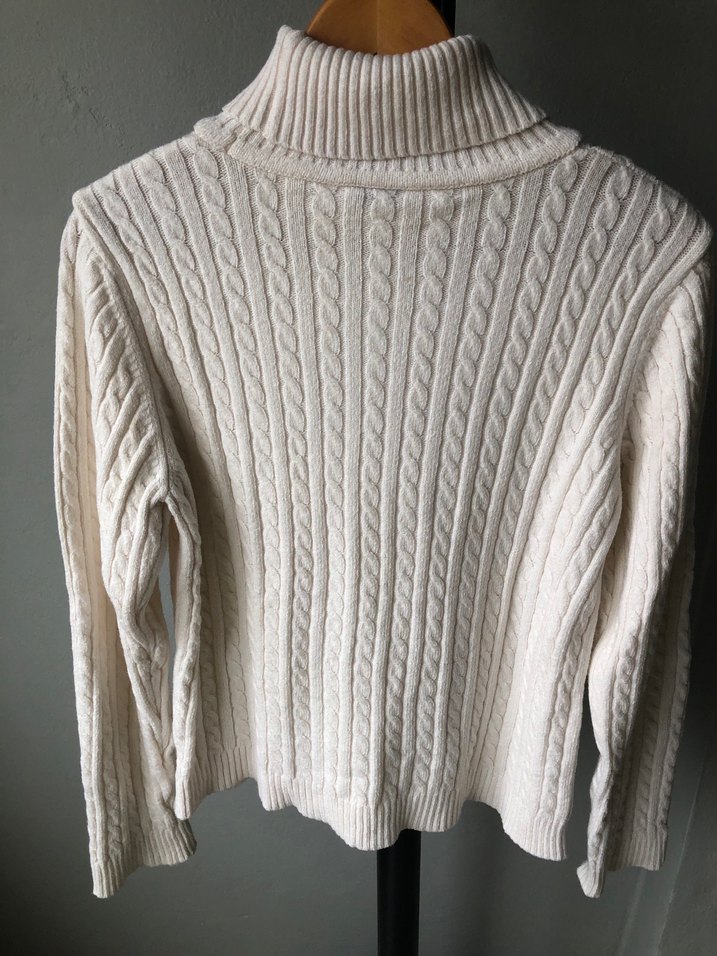 Beyaz Örgü Boğazlı Kadın Kazak - Görsel 4