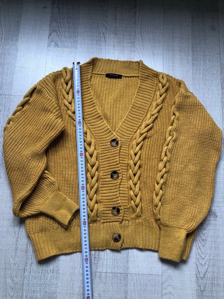 Kadın Sarı Örgü Hırka - Görsel 3