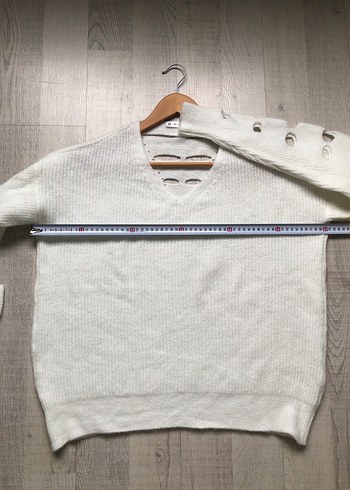 KremV Yaka Salaş Örgü Kadın Kazak - Görsel 6