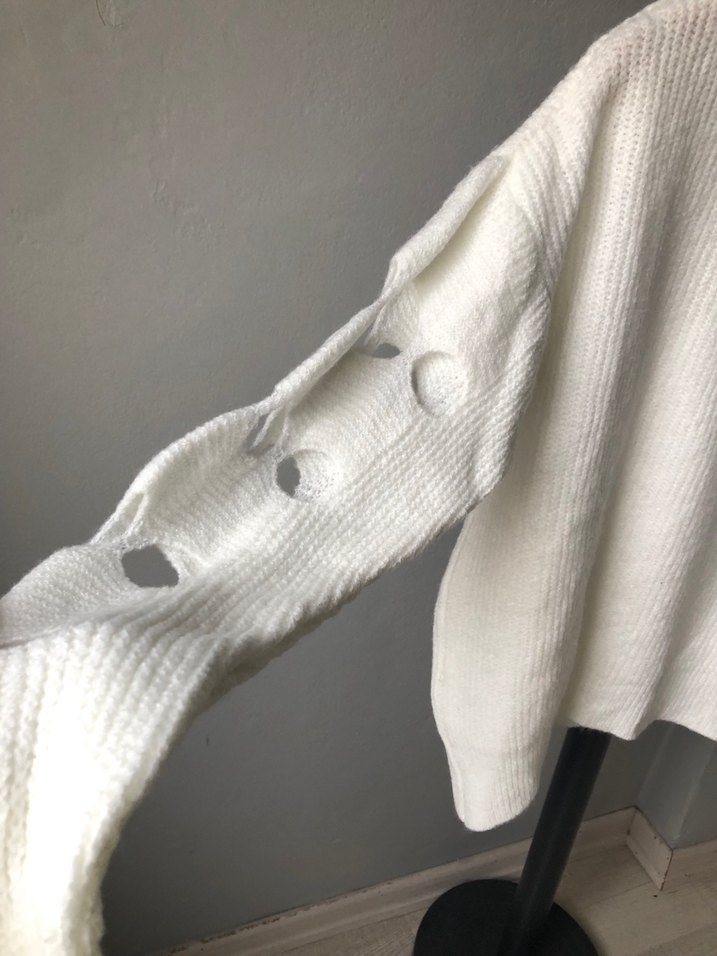 KremV Yaka Salaş Örgü Kadın Kazak - Görsel 2