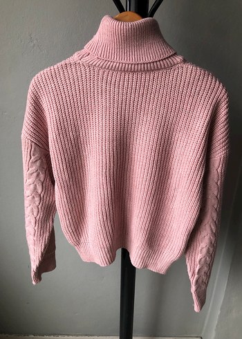 Pembe Triko Boğazlı Kadın Kazak - Görsel 3