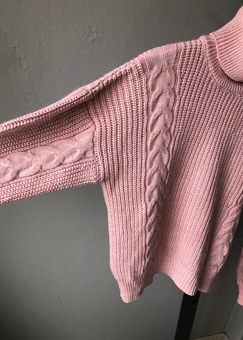 Pembe Triko Boğazlı Kadın Kazak - Görsel 2