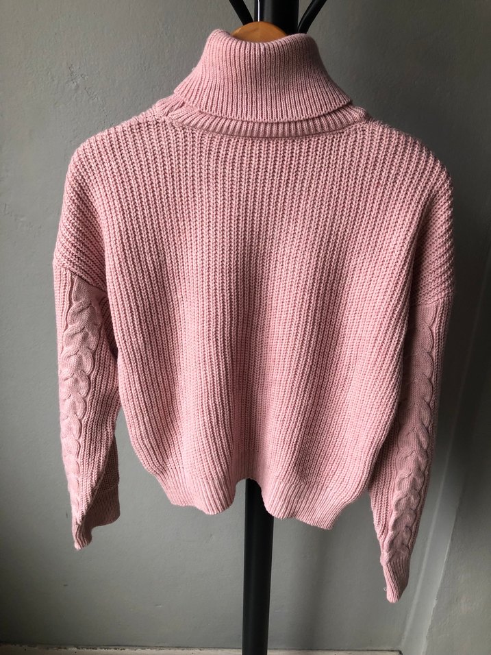 Pembe Triko Boğazlı Kadın Kazak - Görsel 3