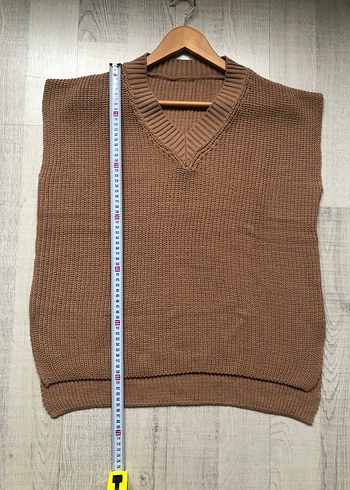 Bej V Yaka Kadın Triko Süveter - Görsel 5