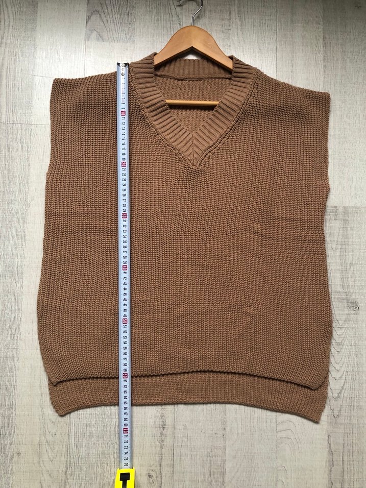 Bej V Yaka Kadın Triko Süveter - Görsel 5