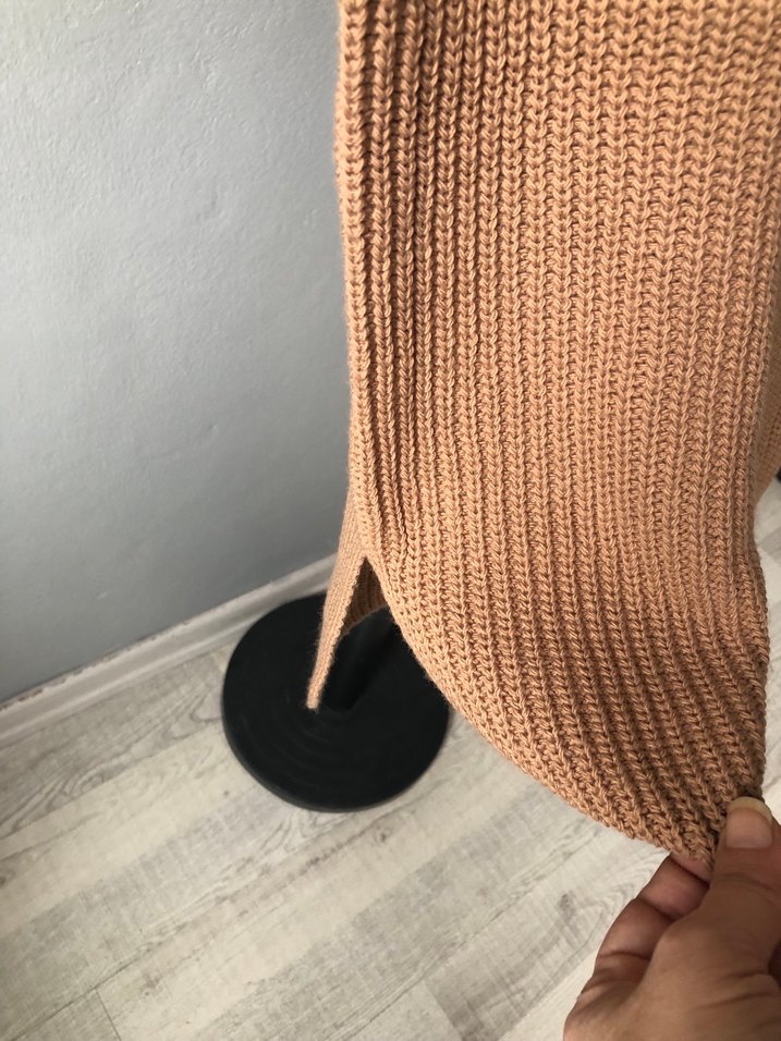 Bej V Yaka Kadın Triko Süveter - Görsel 2