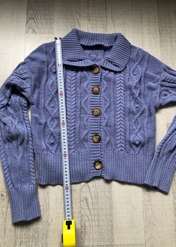 Mavi Örgü Bohem Kadın Hırka - Görsel 4