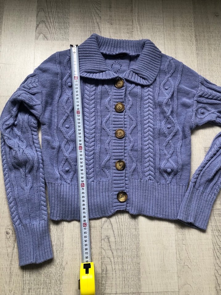 Mavi Örgü Bohem Kadın Hırka - Görsel 4