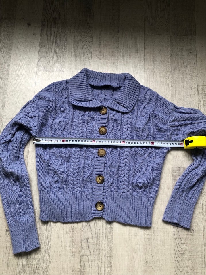 Mavi Örgü Bohem Kadın Hırka - Görsel 5