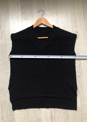 Siyah V Yaka Örgü Kadın Süveter - Görsel 5