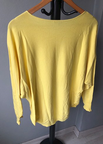 Sarı Kadın Keten Salaş Sweatshirt - Görsel 4