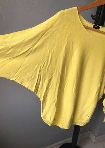 Sarı Kadın Keten Salaş Sweatshirt - Görsel 2