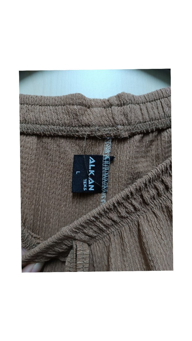 Bej Rahat Kesim Kadın Keten Pantolon - Görsel 2