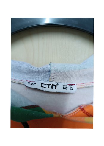 Renkli Çizgili Kapüşonlu Kadın Sweatshirt - Görsel 2