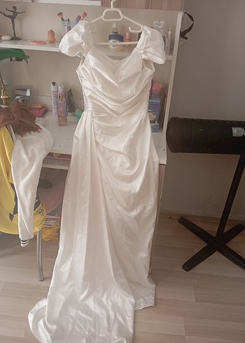 Modern Klasik Straplez Beyaz A Kesim Gelinlik/Abiye - Görsel 2