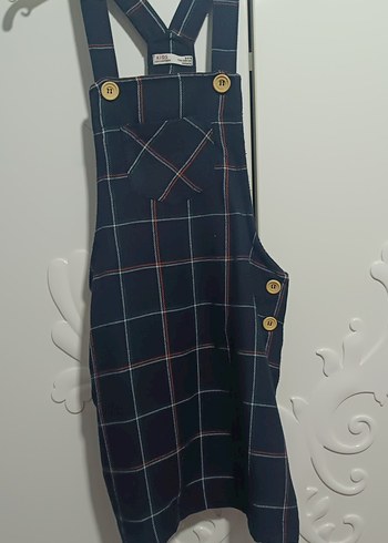 Kız Çocuk Siyah Kareli Askılı Elbise - Görsel 3