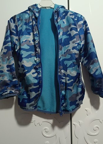 Kapüşonlu Mavi Kamuflaj Erkek Çocuk Mevsimlik Mont - Görsel 3