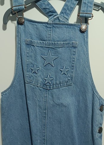 Yüksek Baskılı  Mavi Kız Çocuk Kot Salopet - Görsel 3