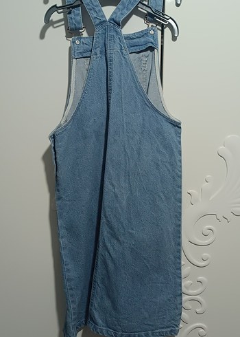 Yüksek Baskılı  Mavi Kız Çocuk Kot Salopet - Görsel 2