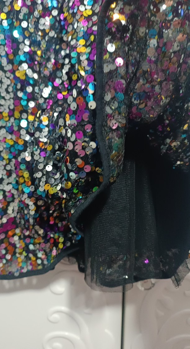 Renkli Payetli Kolsuz Kız Elbisesi - Görsel 4