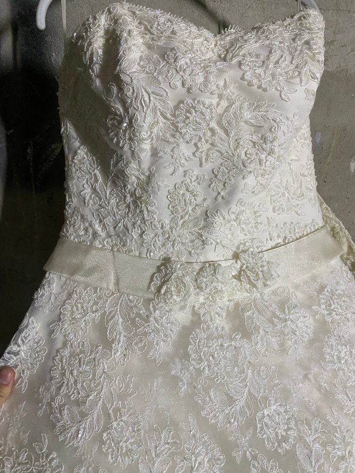 Askılı Straplez Beyaz Vintage Gelinlik - Görsel 2