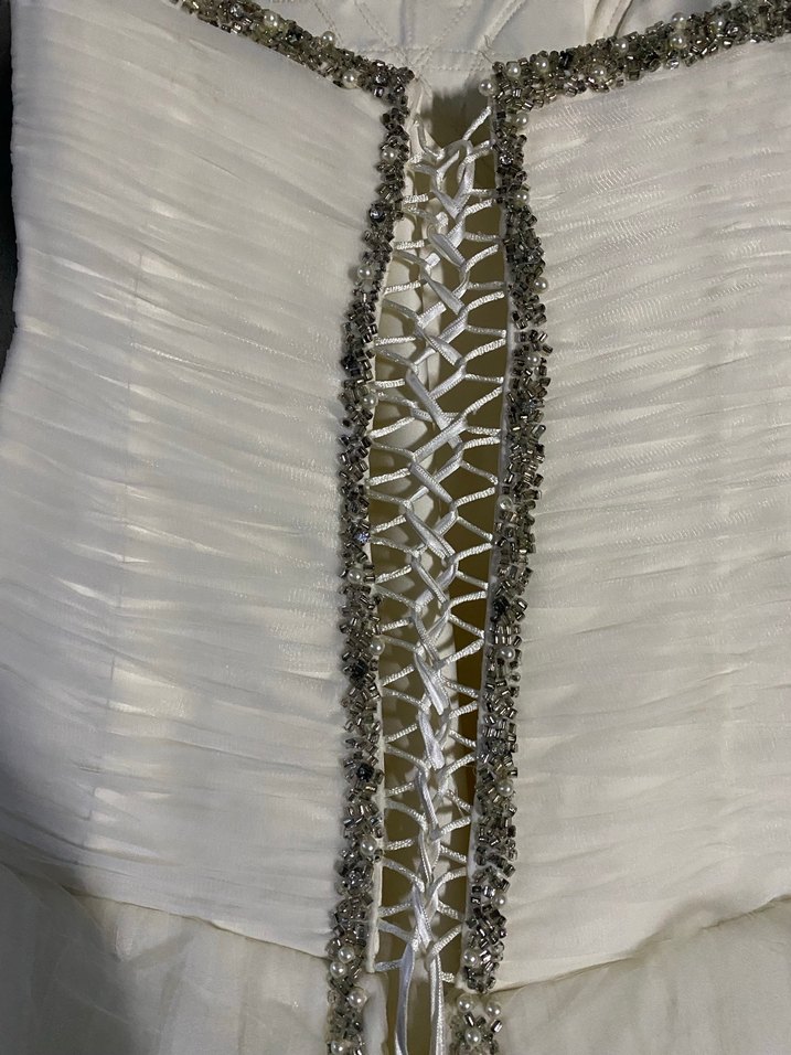 Straplez A Kesim Beyaz Uzun Gelinlik - Görsel 4