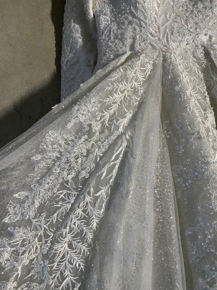 Uzun Kollu Yüksek Yakalı Prenses Gelinlik - Görsel 2