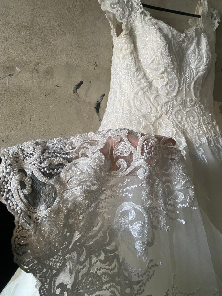 Dantel Detaylı A Kesim Beyaz Gelinlik - Görsel 2