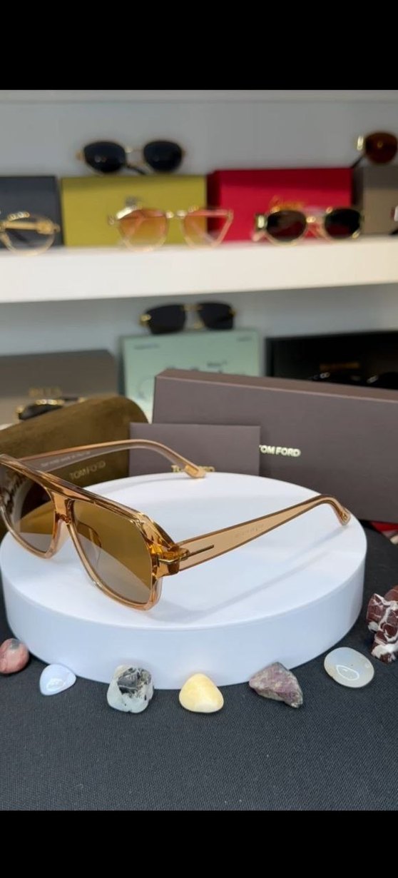 Bej Şeffaf Tom Ford Kadın Güneş Gözlüğü - Görsel 2