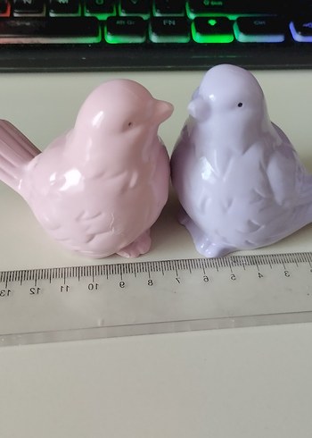 Pastel Renkli Seramik Kuş Figürleri - Görsel 2