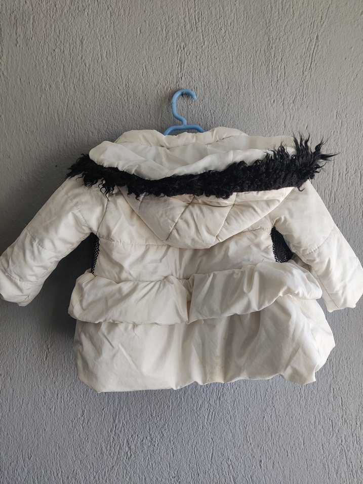 Kız Çocuk Beyaz Fermuarlı Streetwear Mont - Görsel 4