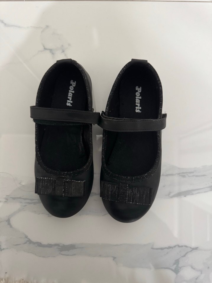 Kız Çocuk Siyah Cırtcırtlı Babet Ayakkabı - Görsel 3