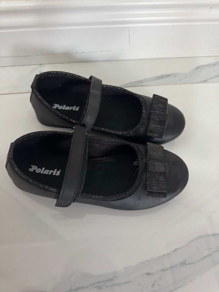 Kız Çocuk Siyah Cırtcırtlı Babet Ayakkabı - Görsel 2