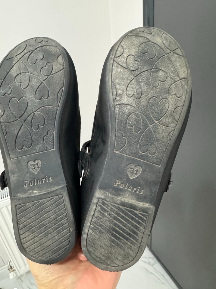 Kız Çocuk Siyah Cırtcırtlı Babet Ayakkabı - Görsel 4