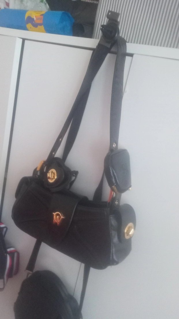 Kilitli Siyah Deri Kadın Çanta - Görsel 4