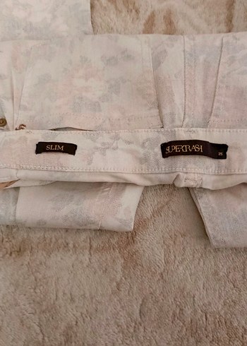 Bağlama Desenli Bej Kadın Kumaş Pantolon - Görsel 5