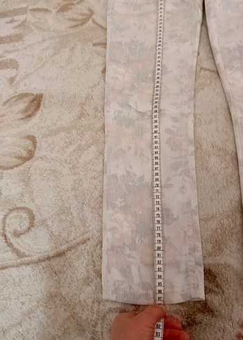 Bağlama Desenli Bej Kadın Kumaş Pantolon - Görsel 2