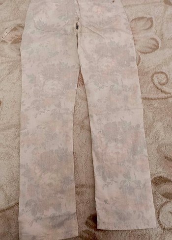 Bağlama Desenli Bej Kadın Kumaş Pantolon - Görsel 3