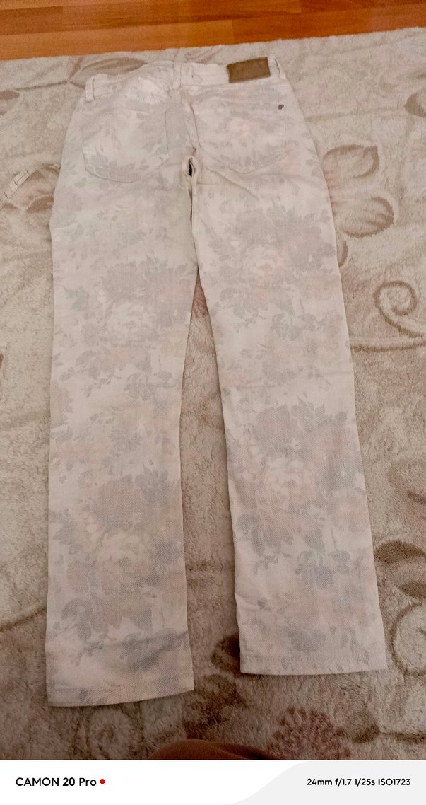 Bağlama Desenli Bej Kadın Kumaş Pantolon - Görsel 3