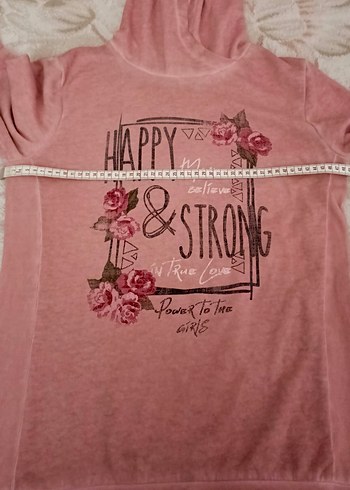 Baskılı Pembe Kapüşonlu Sweatshirt - Görsel 4