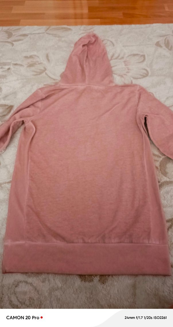 Baskılı Pembe Kapüşonlu Sweatshirt - Görsel 2