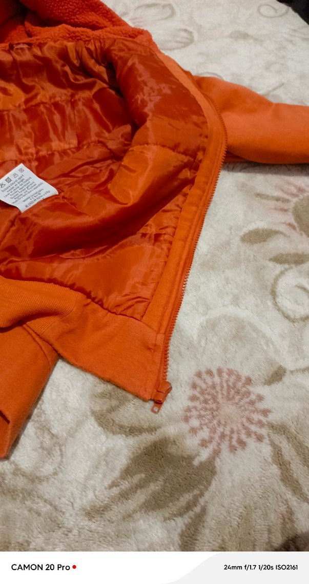 Turuncu Kapüşonlu Fermuarlı Erkek Sweatshirt - Görsel 5